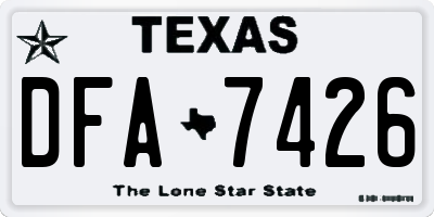 TX license plate DFA7426