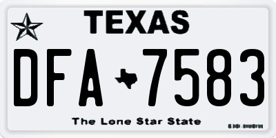 TX license plate DFA7583