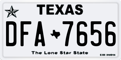 TX license plate DFA7656