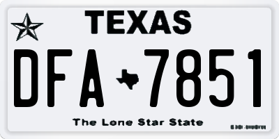 TX license plate DFA7851