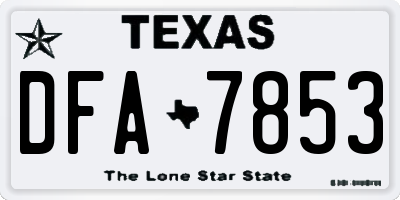 TX license plate DFA7853