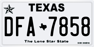 TX license plate DFA7858