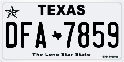 TX license plate DFA7859
