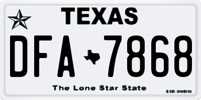 TX license plate DFA7868