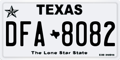 TX license plate DFA8082