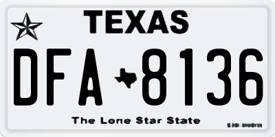 TX license plate DFA8136