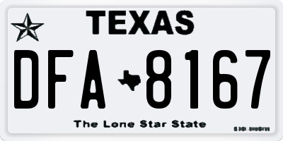 TX license plate DFA8167