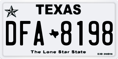 TX license plate DFA8198