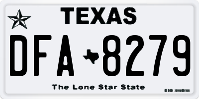TX license plate DFA8279