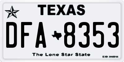 TX license plate DFA8353