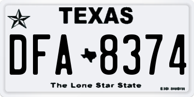 TX license plate DFA8374