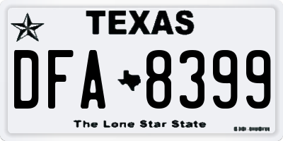 TX license plate DFA8399