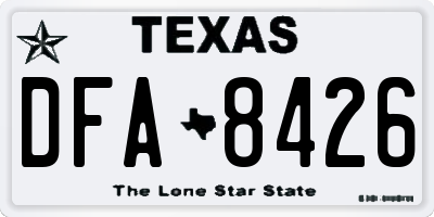 TX license plate DFA8426