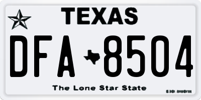TX license plate DFA8504