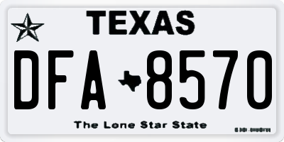 TX license plate DFA8570