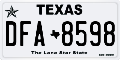TX license plate DFA8598
