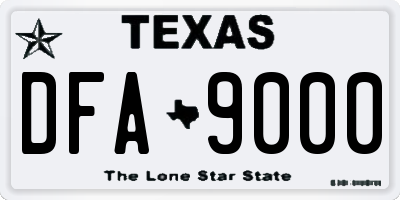 TX license plate DFA9000