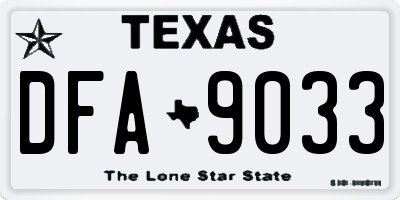 TX license plate DFA9033