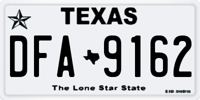 TX license plate DFA9162