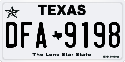 TX license plate DFA9198