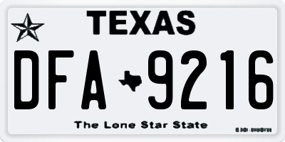 TX license plate DFA9216