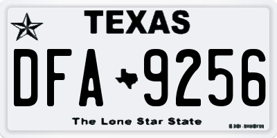 TX license plate DFA9256