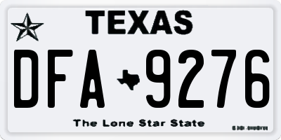 TX license plate DFA9276