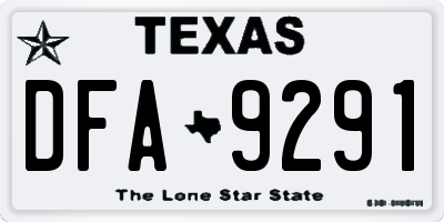 TX license plate DFA9291