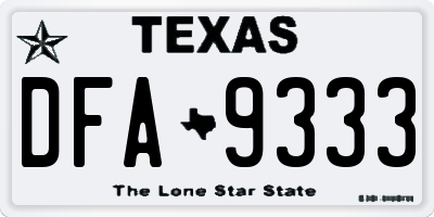 TX license plate DFA9333