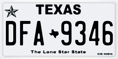 TX license plate DFA9346