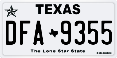 TX license plate DFA9355