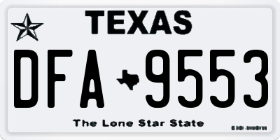 TX license plate DFA9553
