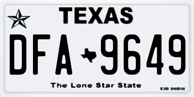 TX license plate DFA9649