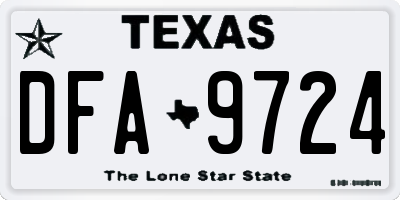 TX license plate DFA9724