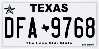 TX license plate DFA9768