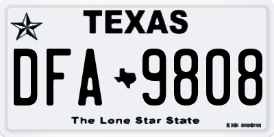 TX license plate DFA9808