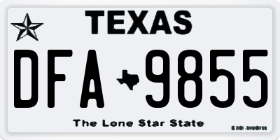 TX license plate DFA9855