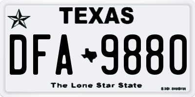 TX license plate DFA9880
