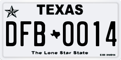 TX license plate DFB0014