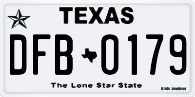 TX license plate DFB0179