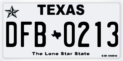 TX license plate DFB0213