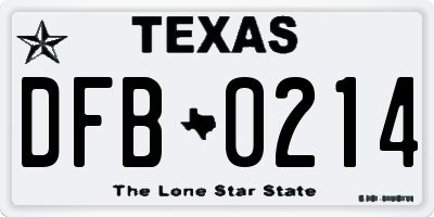 TX license plate DFB0214