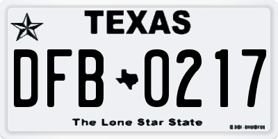 TX license plate DFB0217