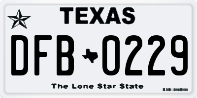 TX license plate DFB0229