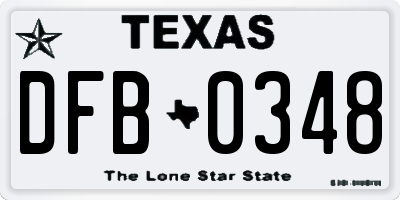 TX license plate DFB0348