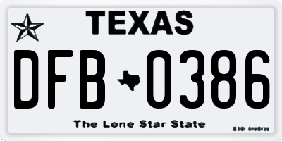 TX license plate DFB0386