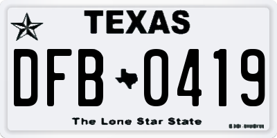 TX license plate DFB0419