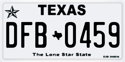 TX license plate DFB0459