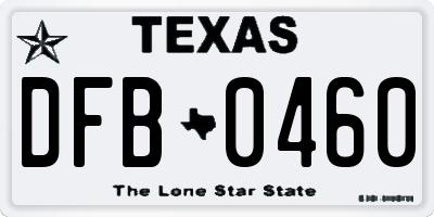TX license plate DFB0460