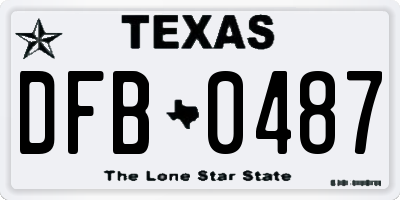 TX license plate DFB0487
